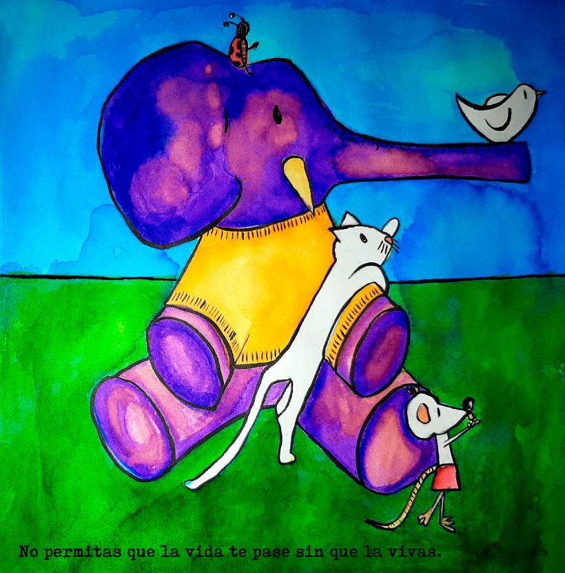 Elefantes con texto de poema Carpe Diem 0