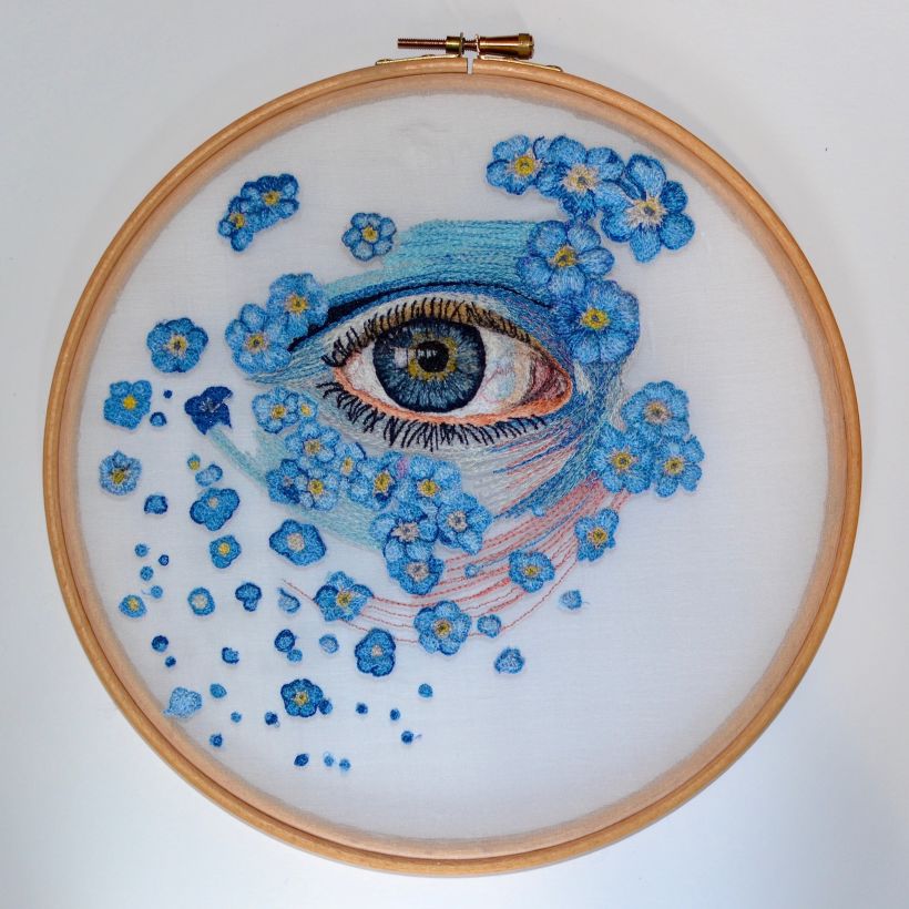 'Forget-Me-Not' - Embroidery on Chiffon