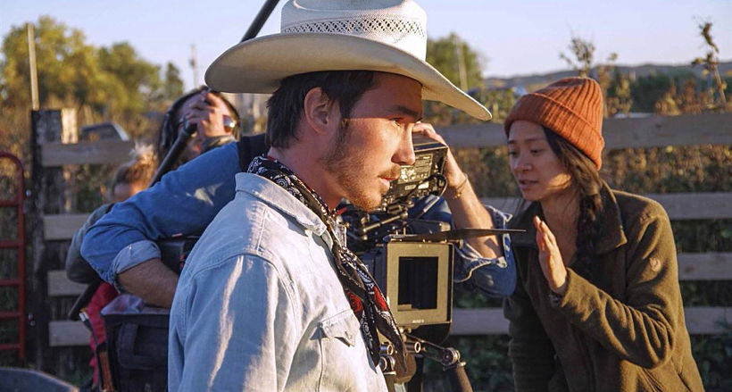 Chloé Zhao on the set of 'The Rider'