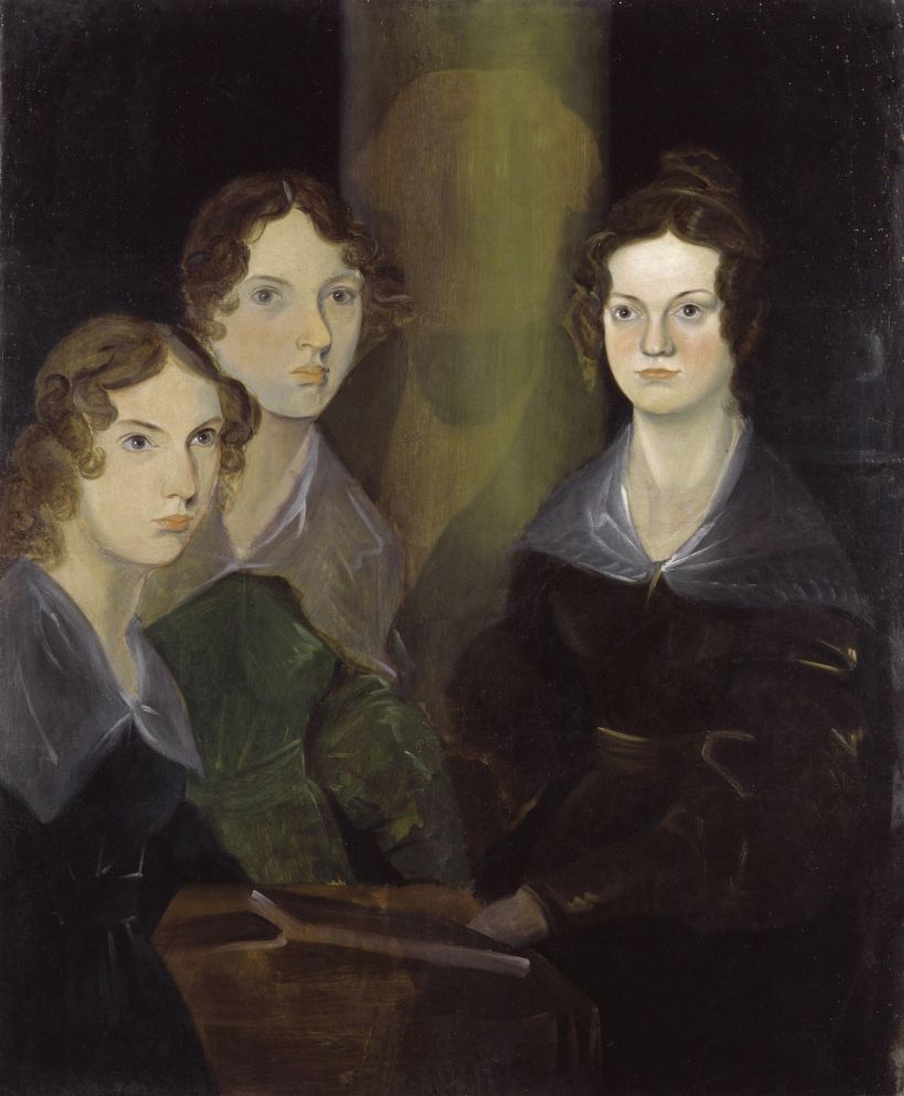 Anne, Emily y Charlotte Brontë retratadas por su hermano Branwell (1834).