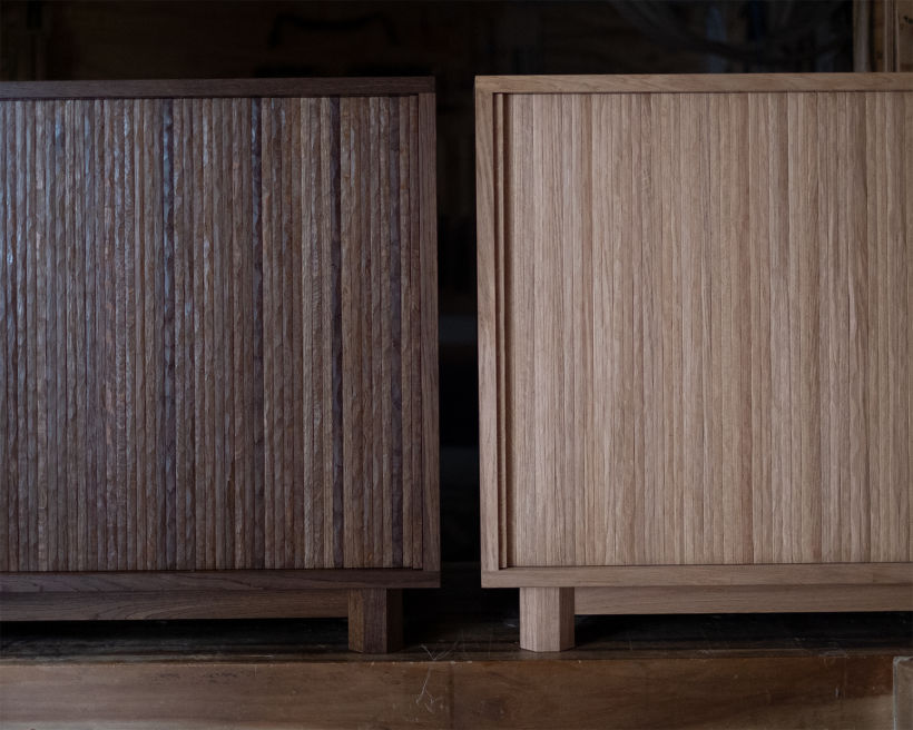 Both of these cabinets are made from oak. The one on the left has been fumed with ammonia.