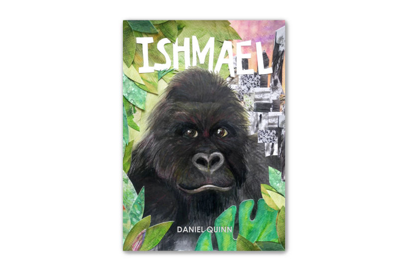 Marcela utilizó dibujo en tinta y recortes de acuarela para reinterpretar la portada de "Ishmael", de Daniel Quinn.
