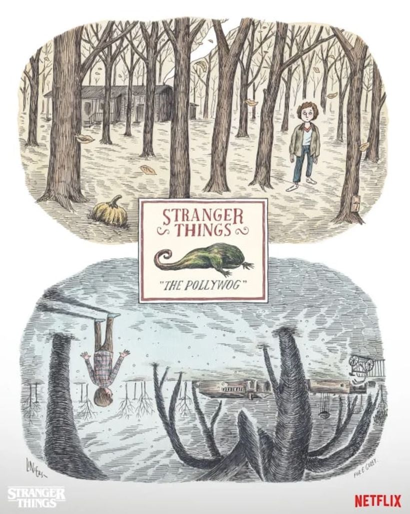 Liniers colaboró ilustrando un póster para la tercera temporada de 'Stranger Things'.