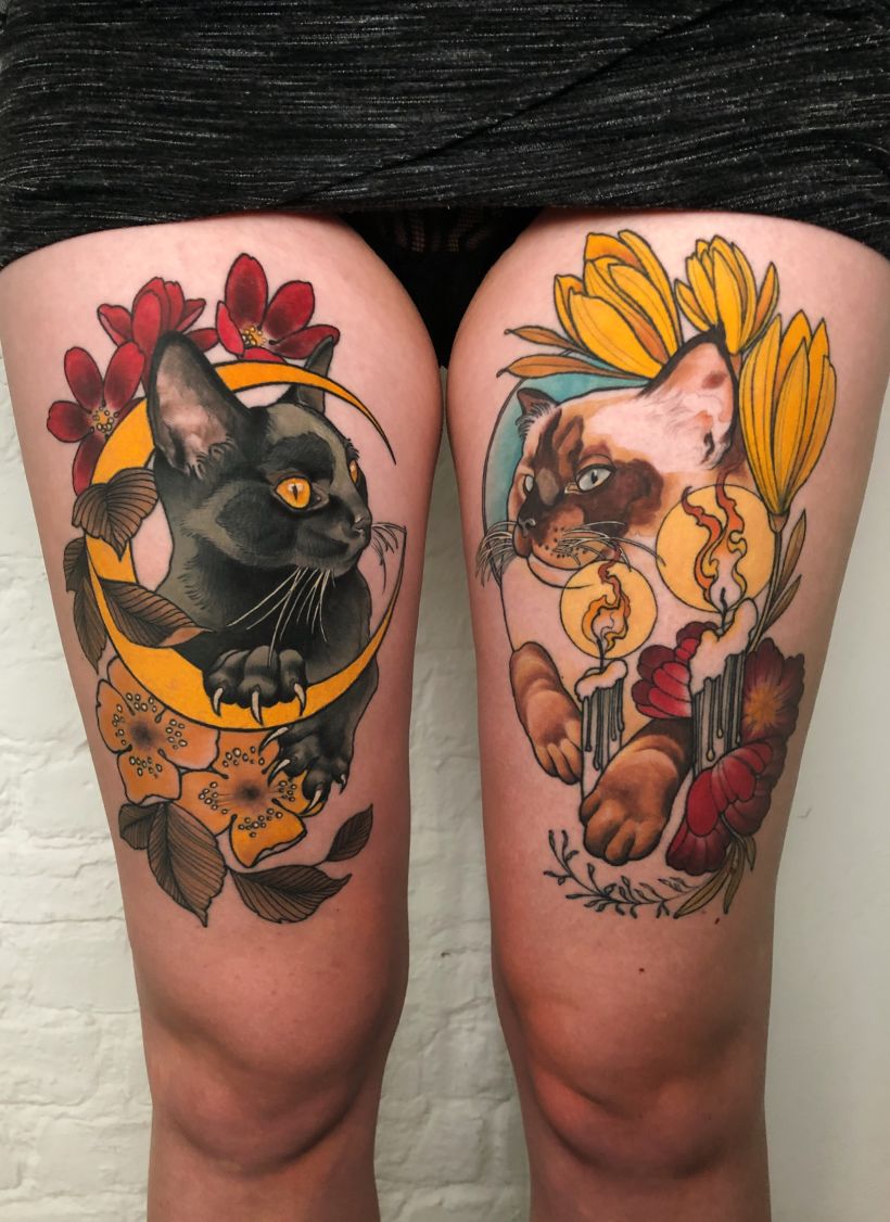 Tattoo uploaded by Xavier  Neotraditional cat tattoo by Young Woong Han  YoungWoongHan neotraditional cat cattattoo neo neko  Tattoodo