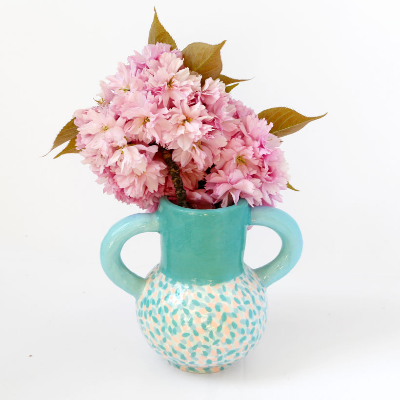 Vase "amphore" motif rainforest