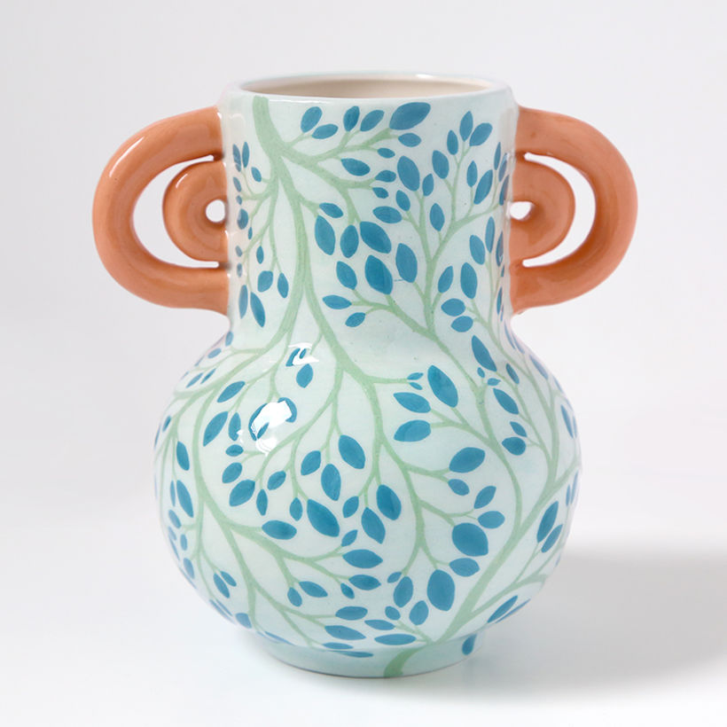 Vase "amphore" motif végétal