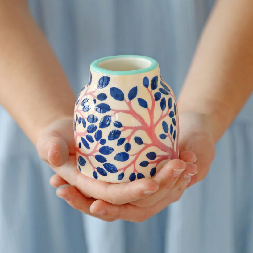Mini vase, motif "feuillage du soir"