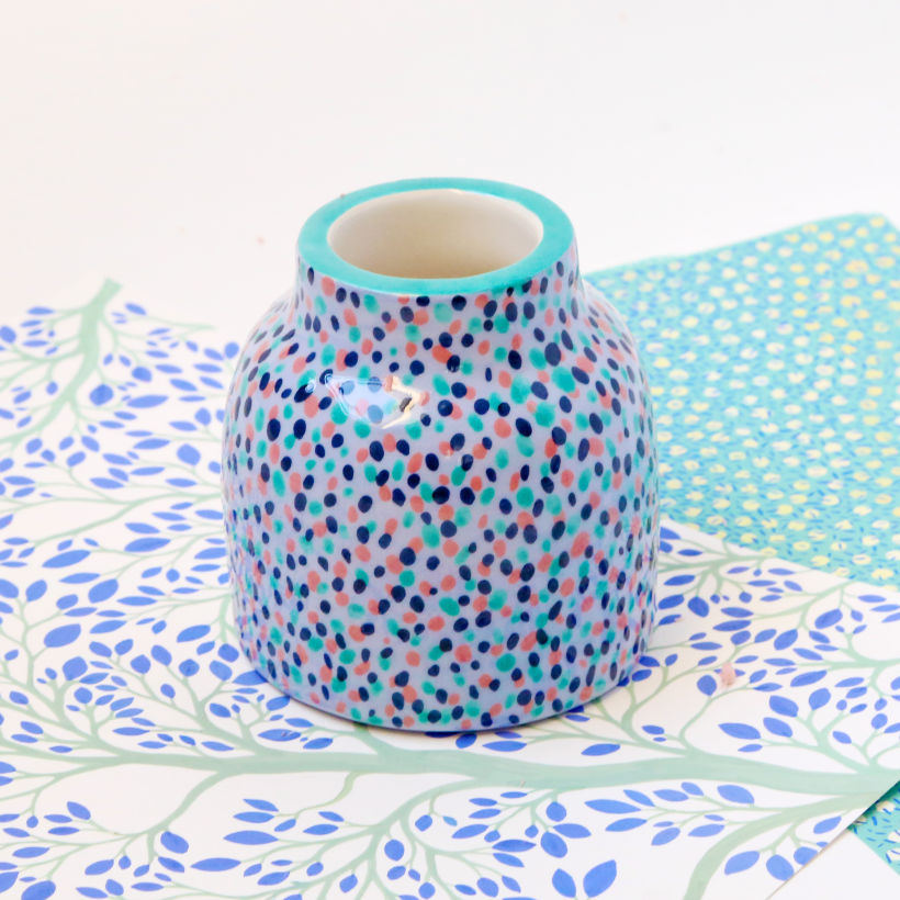 Mini vase, motif "pluie bleue"
