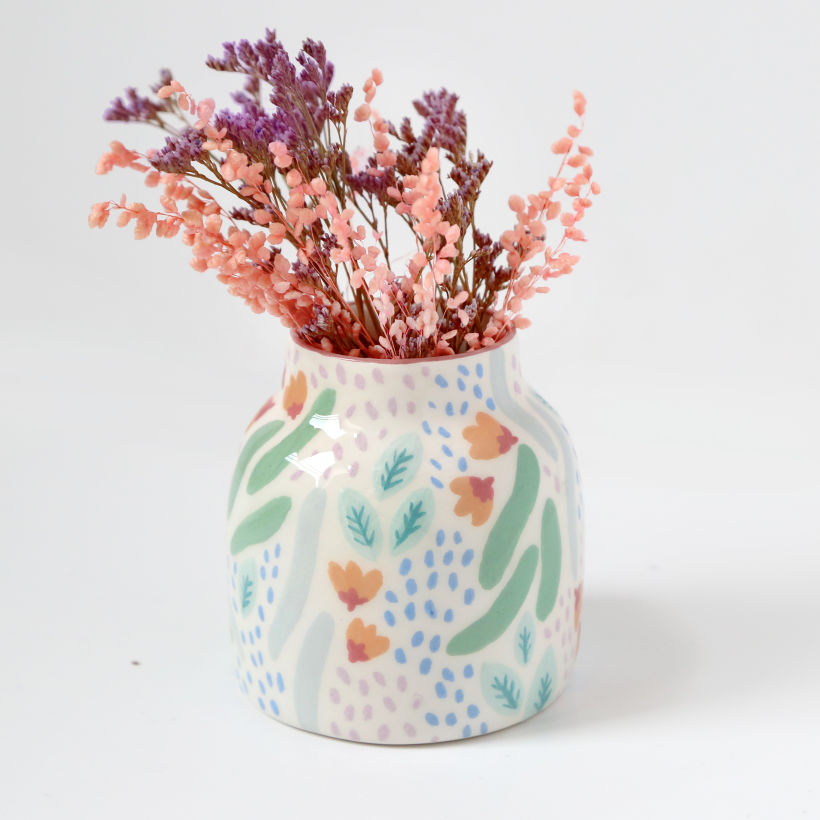 Mini vase, motif "jardin fleuri"