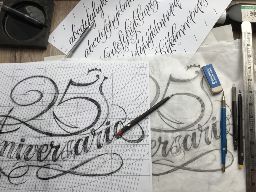 Branding sketches, Copperplate style lettering