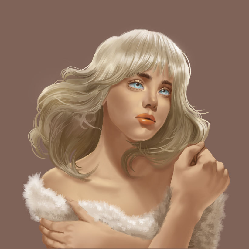 Step 5: Started to render and refine the details while zooming in to add realism to the portrait.