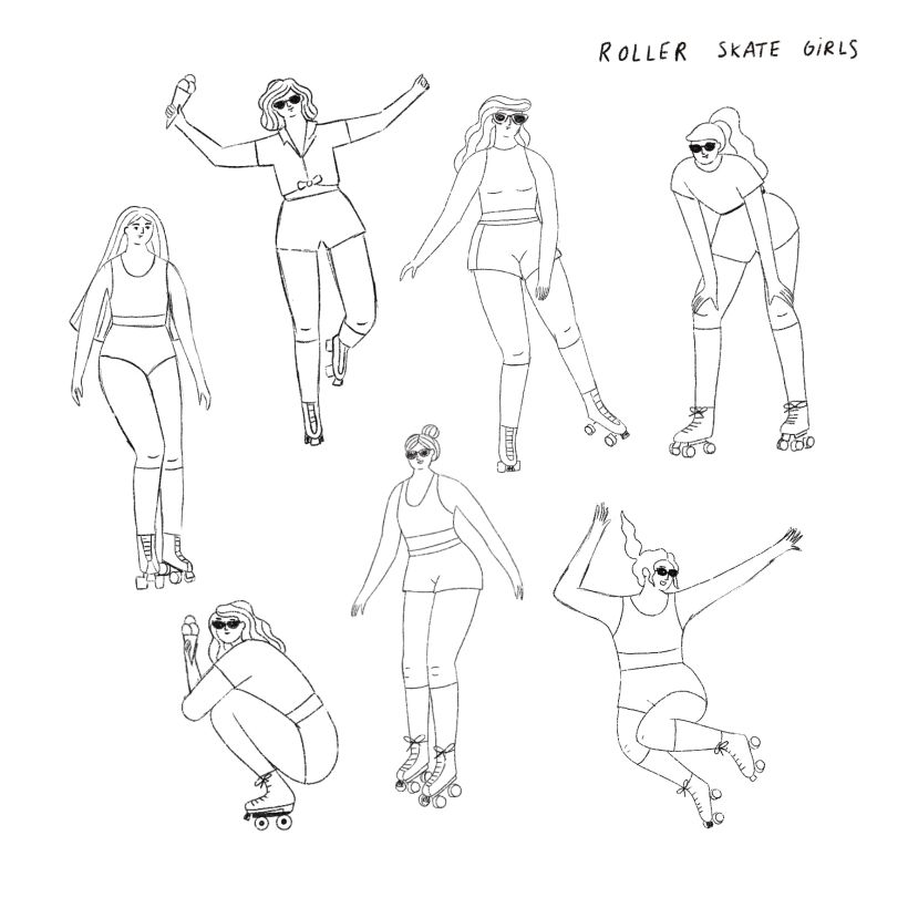 Primero hice un estudio de posturas de chicas patinando.