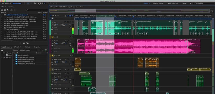Adobe Audition permite editar, mezclar, grabar y restaurar audio.