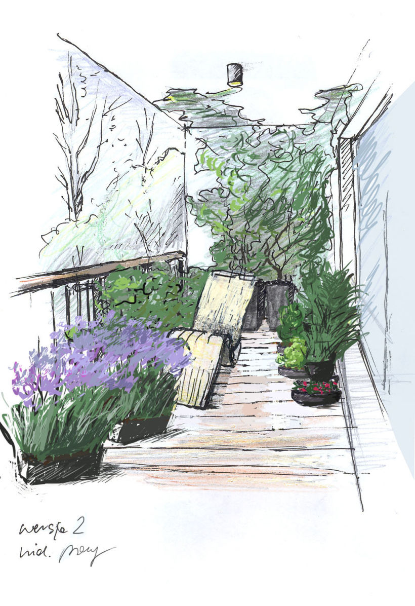 Balcony with flowers drawing flowerpots sketch Stock Illustration by  Danussa 127863344