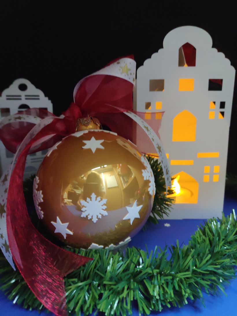 Decoración de bola navideña - paper craft caja luminaria- casa alemana