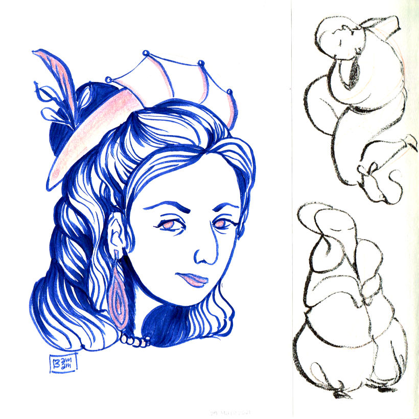 Sketch a partir de garabatos (mujer, hombre con ratón, alienígena)