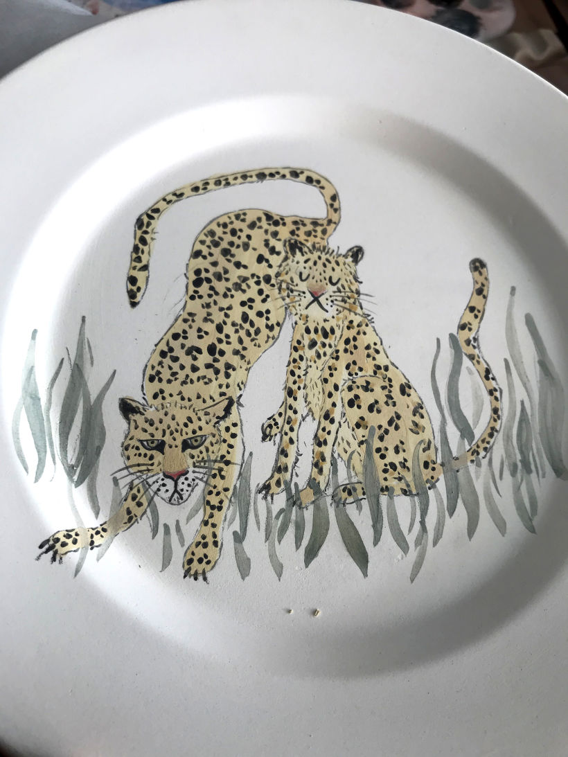 Proceso ilustración plato guepardo 2