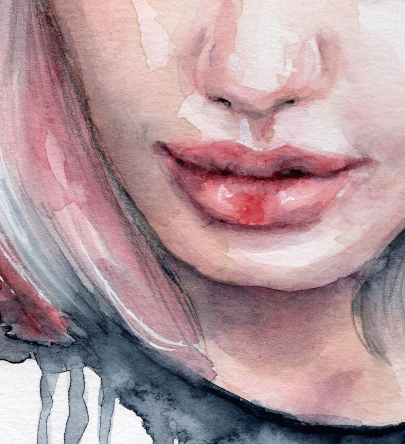 Detail: white highlights with a pencil