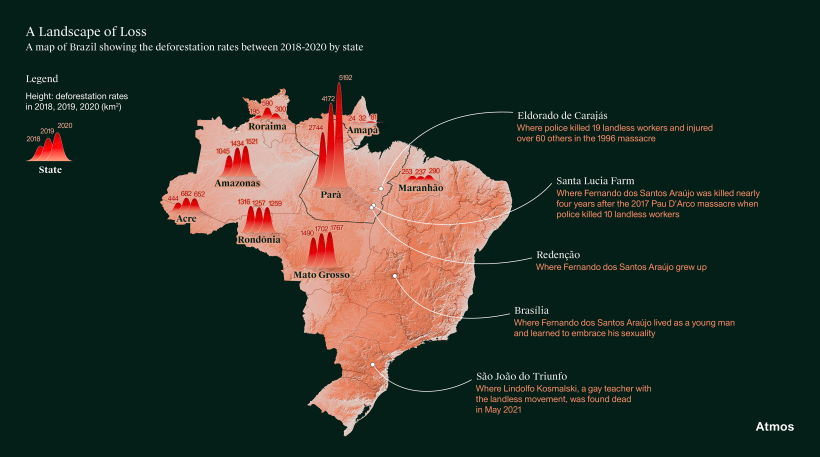 Map on the deforestation rates in Brazil, desktop version