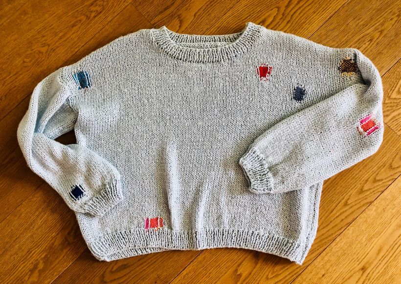 my sweater (knitted in silk - visible mended) 1