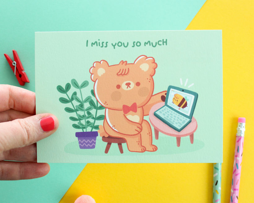 Postcard with Paco the Bear, character by Ilaria Ranauro