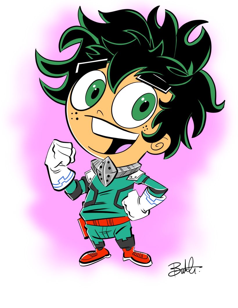 Deku from 'My Hero Academia' drawn in 'The Fairly Oddparents' style!