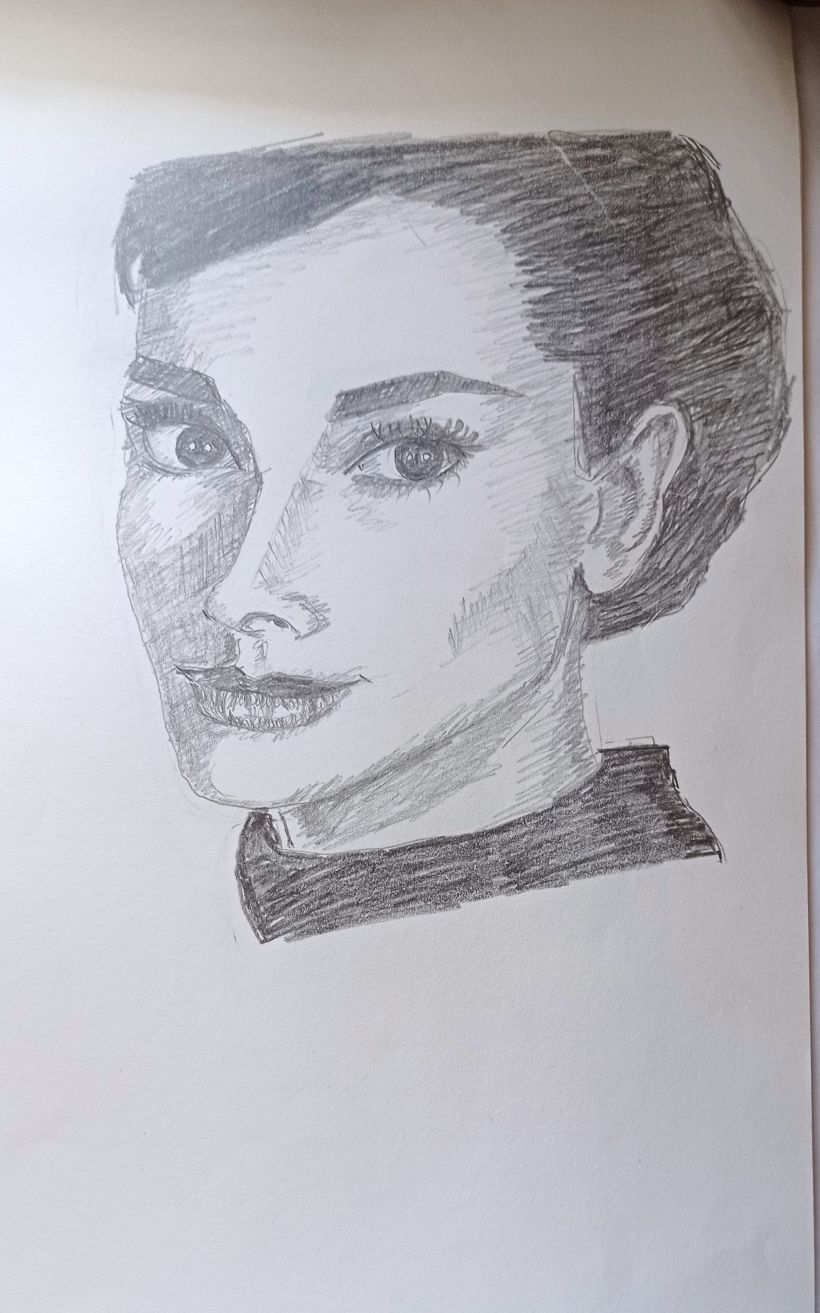 retrato de Audrey Hepburn a lápiz