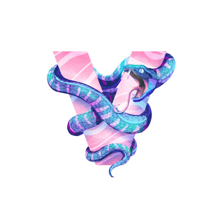 Extra Personal Work unrelated to final project to show pattern usage. It is for the 36days of type. V for Venomous.