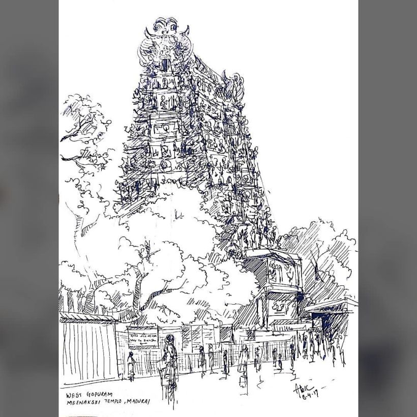 Blackhue - Sketched this 5ft x 3.5 ft gopuram of the... | Facebook