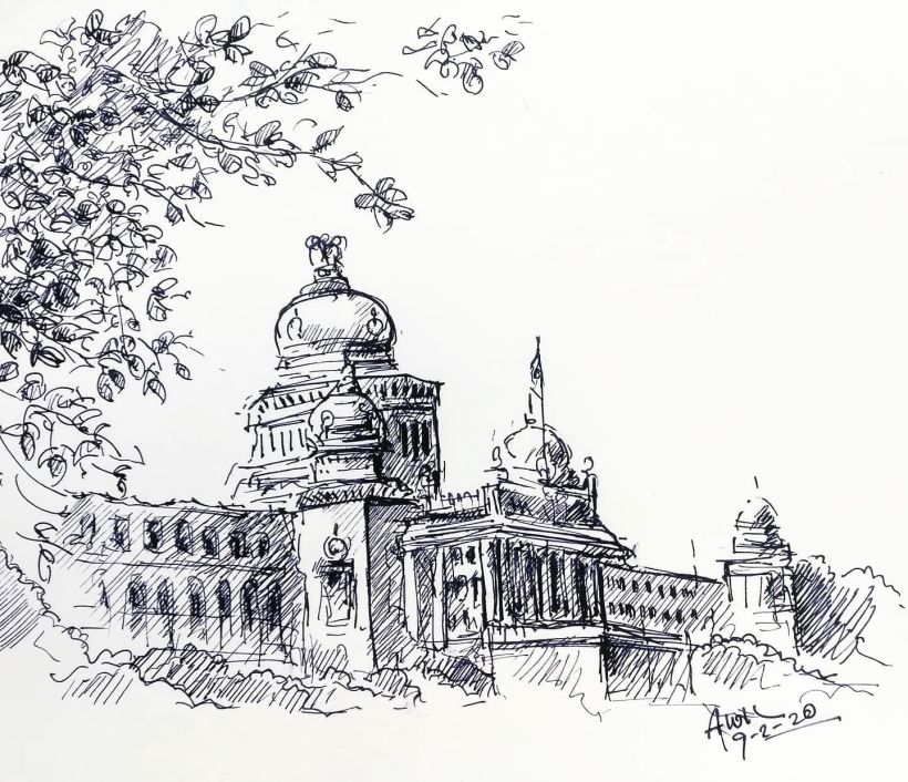 Easy Mysore Palace sketch Karnataka Monument sketchmysore palace sketchfamous  monument sketch  YouTube