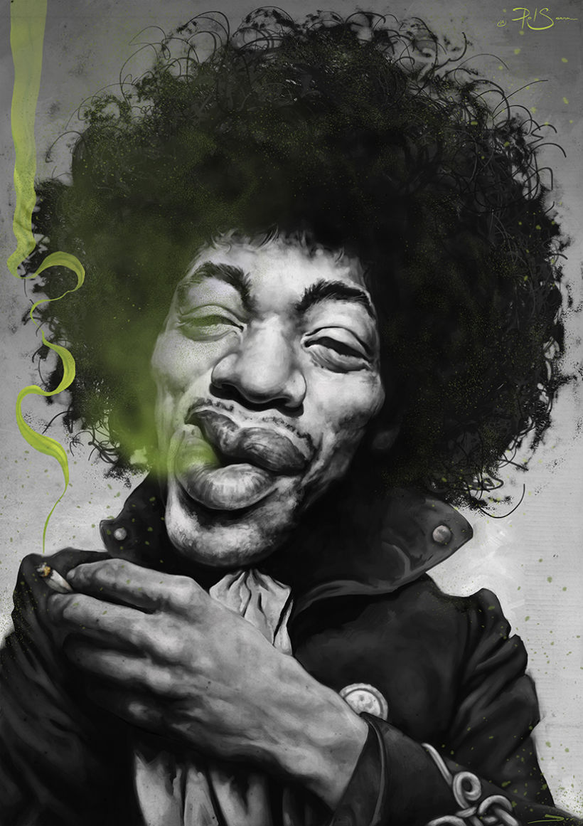 Caricatura de Jimmy Hendrix 1