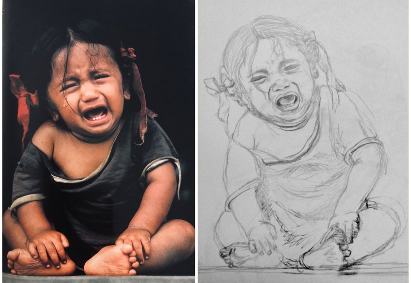 Drawing Crying Infant Sketch, others, white, child, pencil png | PNGWing