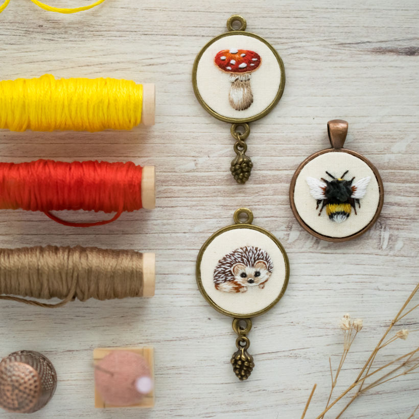 My project in Miniature Needlework: Make Embroidered Jewelry course 1