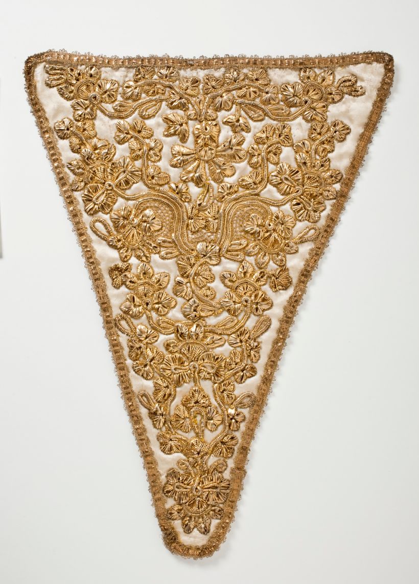 Gold thread embroidery.