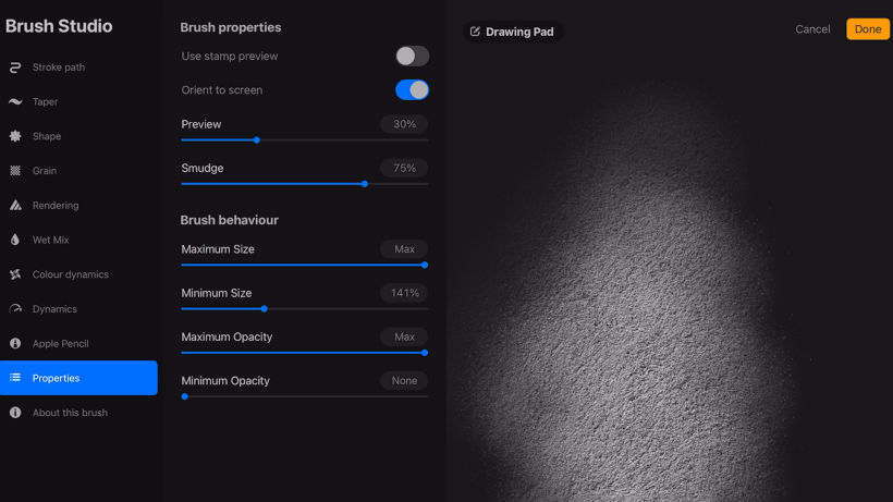 Import your texture into Procreate as a brush