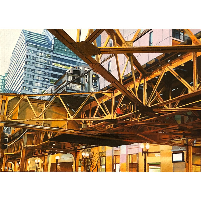 "L-Train", oil on canvas, 5"x7", 2020.