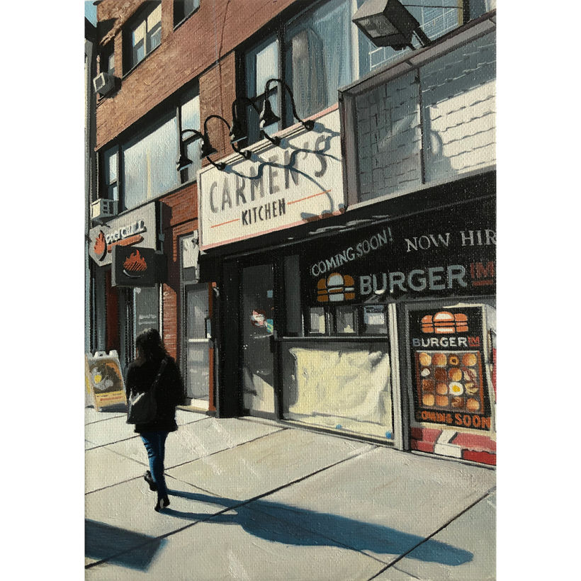 "Carmen's Kitchen", oil on canvas, 7"x5", 2020.