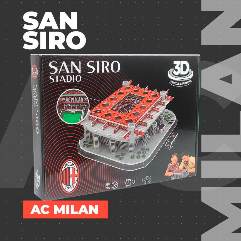 Diseño de #packaging del Puzzle 3D del Estadio San Siro A. C. Milan 🇮🇹