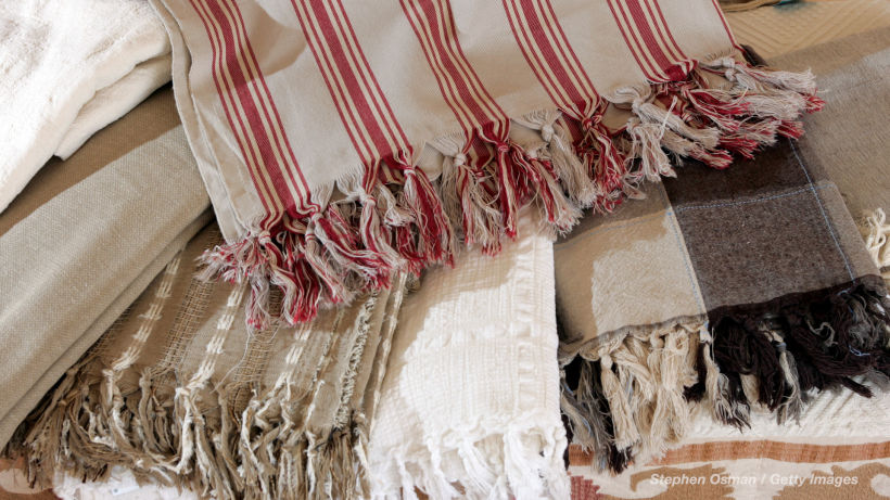 Turkish towels featuring a simple knotted fringe