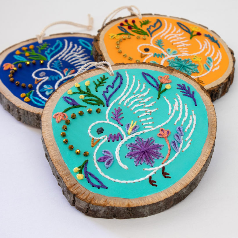 Bead embroidery kit on wood FLK-369
