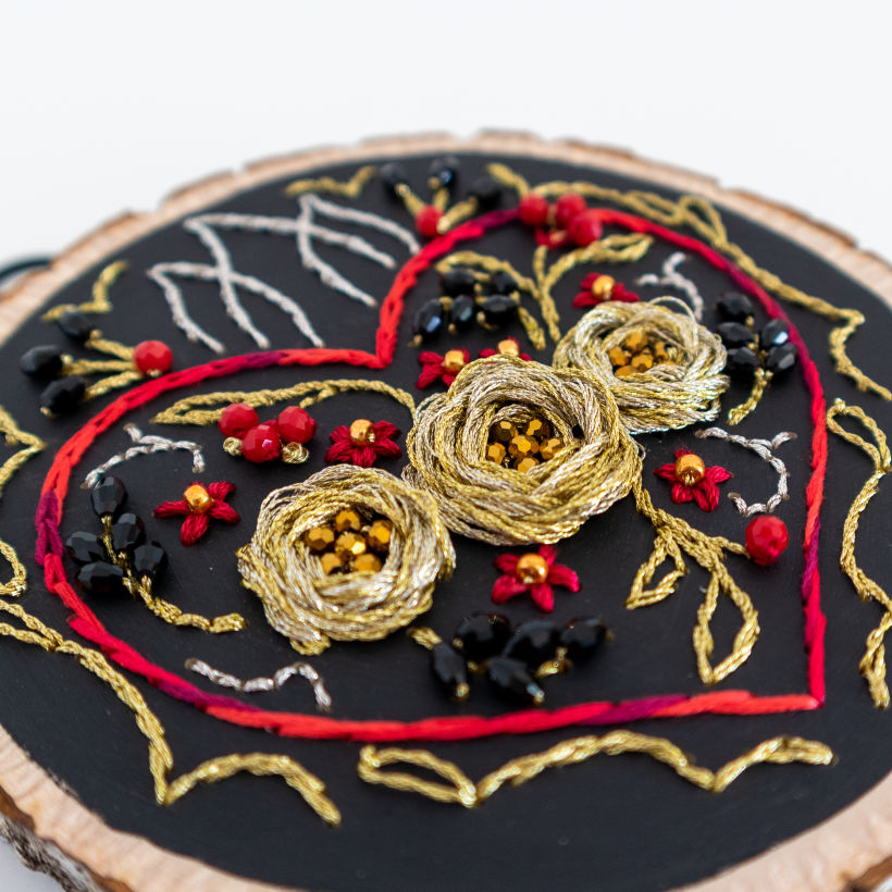Bead embroidery kit on wood FLK-369
