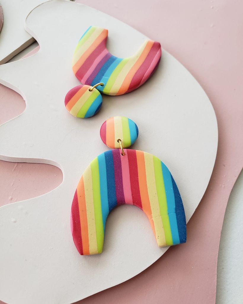 Polymer clay rainbow arches by Made by Maeberry.