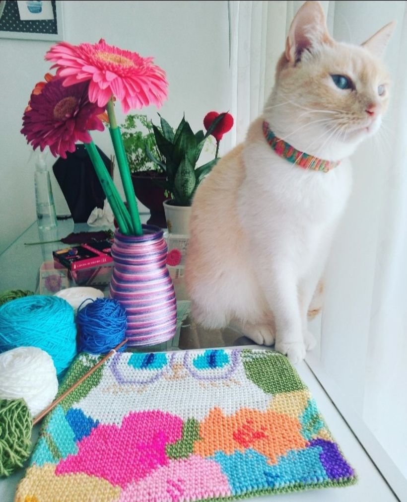 La fuente de inspiración: Mi gata Tina, las flores y yo 