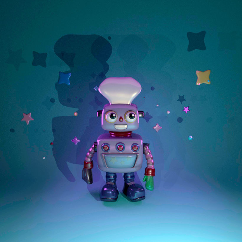 Robot Cocinero. Su nombre es Waffle