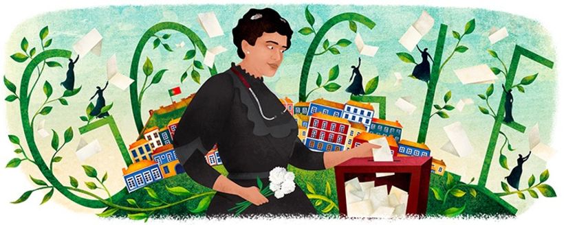 Carolina Beatriz Angelo ilustrada por la profesora de Domestika Fatinha Ramos, 2021. Crédito: Google.