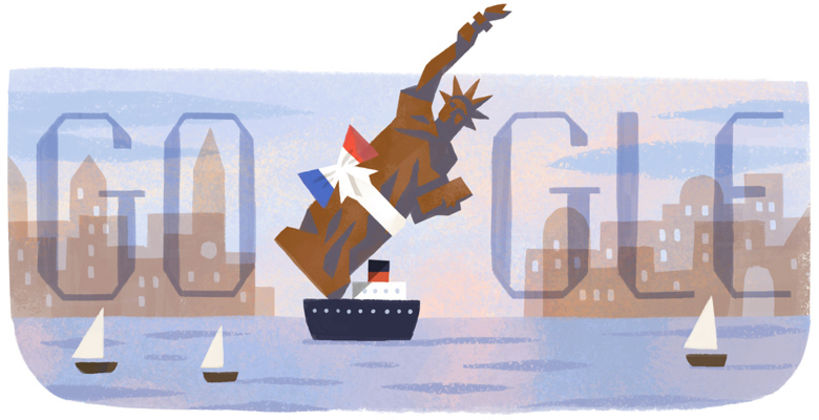 130 aniversario de la entrega de la Estatua de la Libertad a Estados Unidos por parte de Francia, 2015. Crédito: Google.