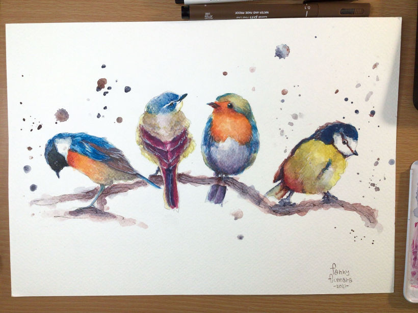 My project in Artistic Watercolor Techniques for Illustrating Birds course 1