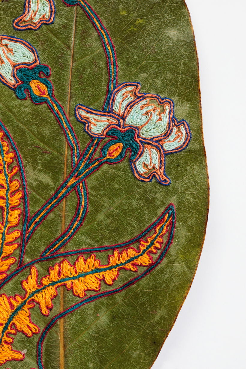Embroidered Magnolia Leaf