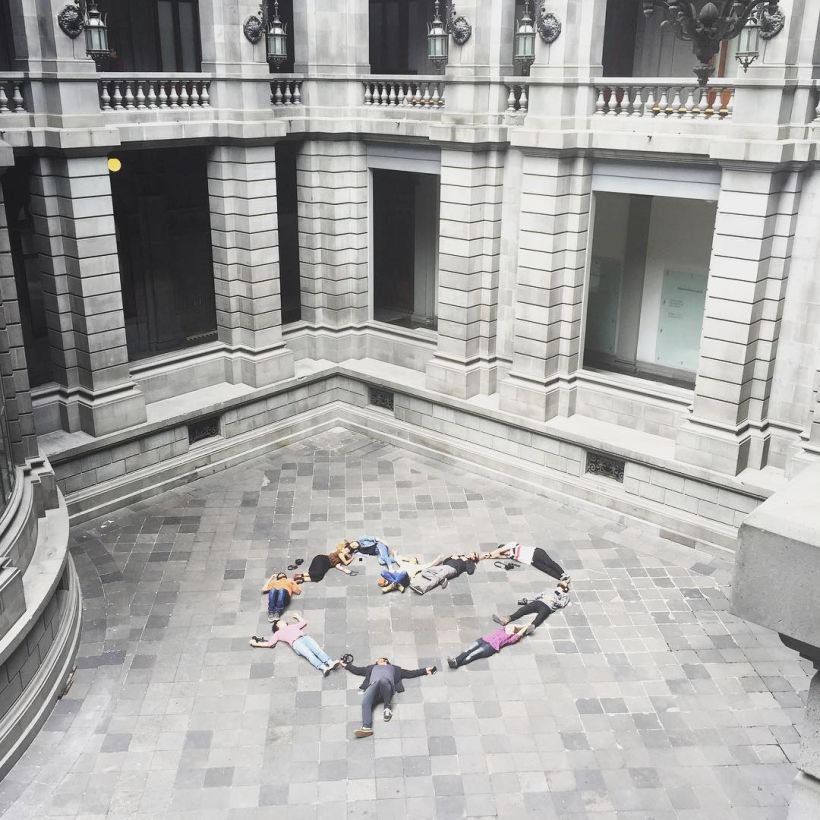 Instagram community members in Mexico City making the famous "heart-shape" of a Like on the platform as part of an Instameet