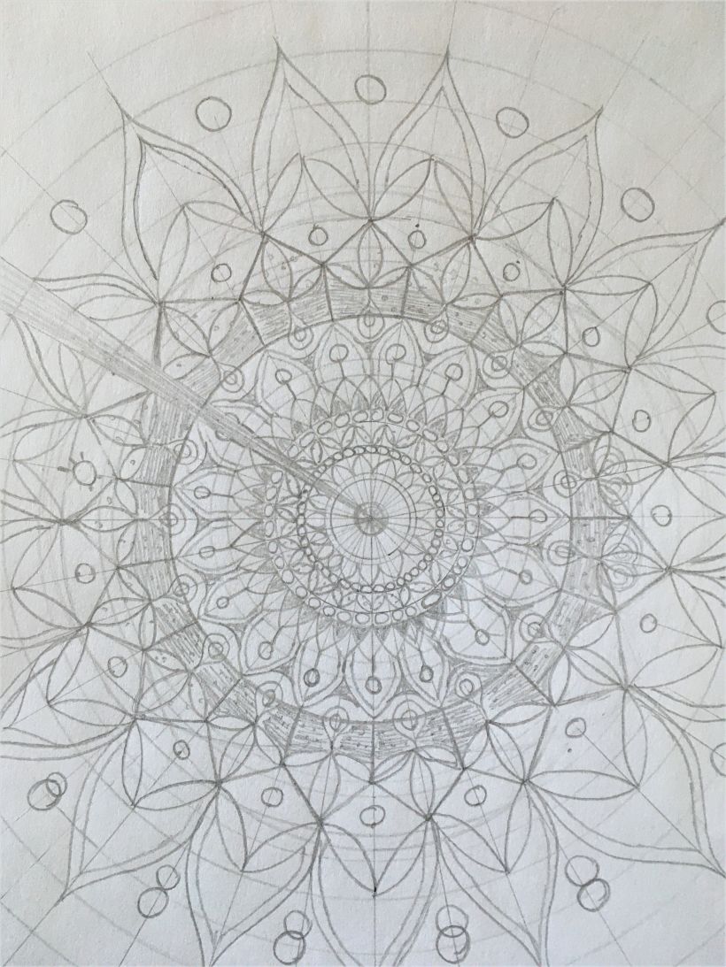 Hand Drawing Mandala-Black & White Original Unique Lamp Mandala Art.